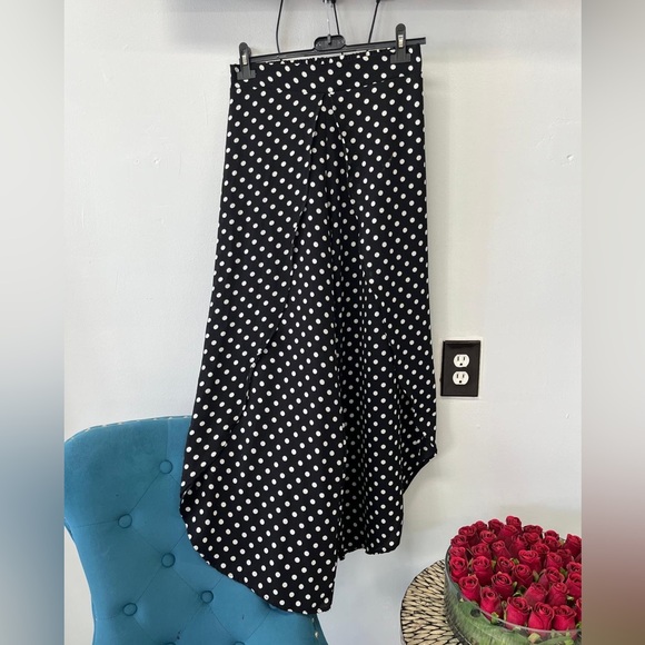 See You Monday Dresses & Skirts - See You Monday Black and White Asymmetrical Polka Dot Skirt